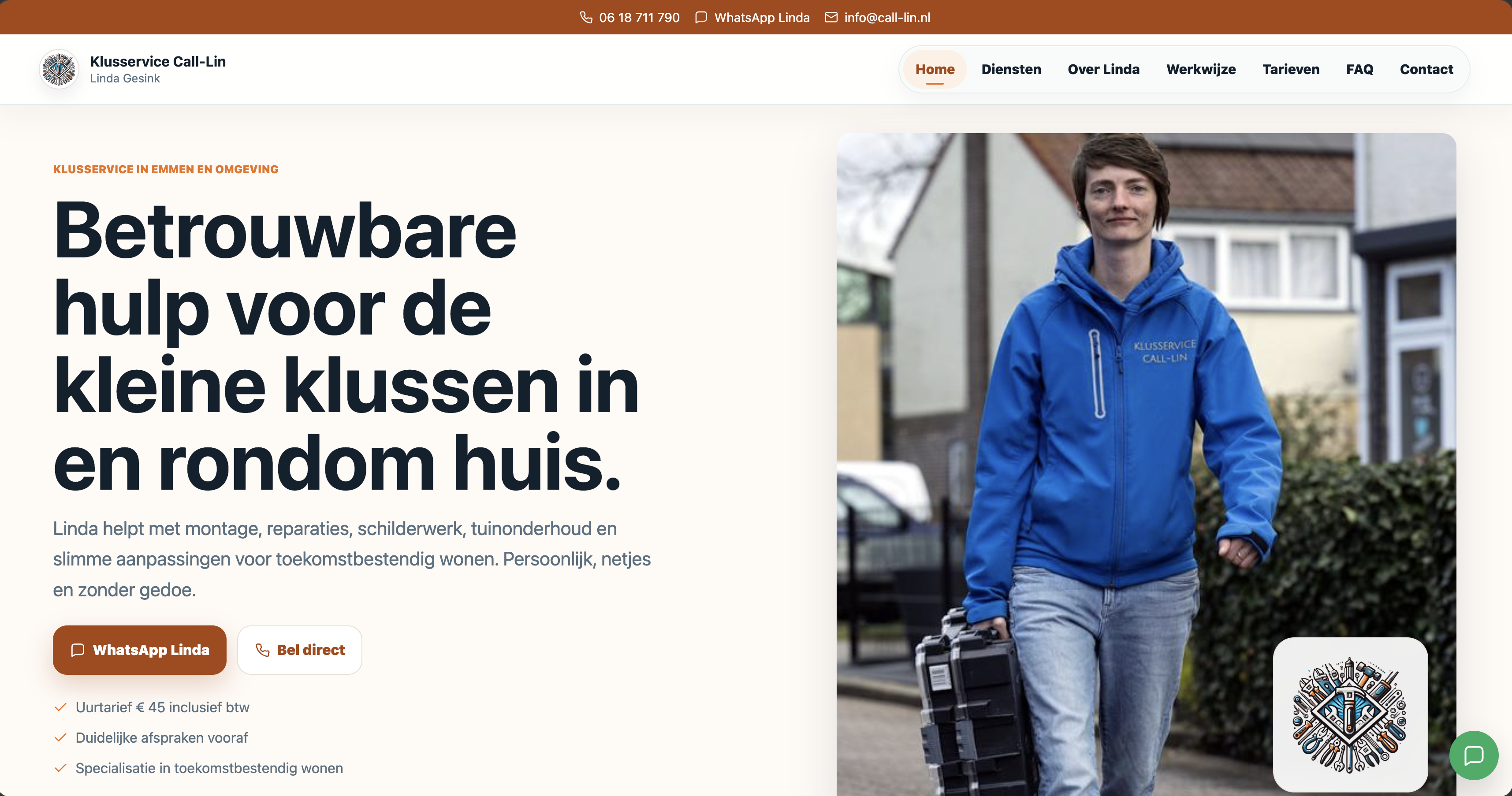 Desktopontwerp voor Klusservice Call-Lin