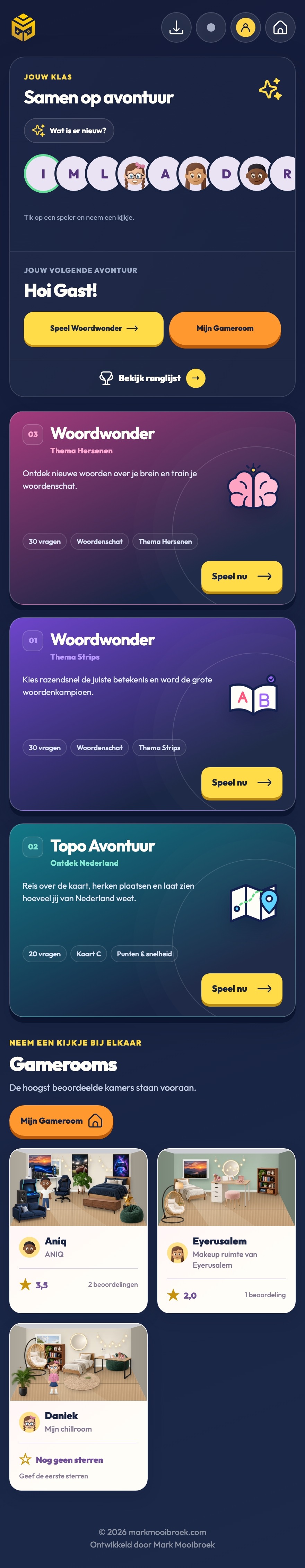 Mobiel ontwerp voor Gameplein