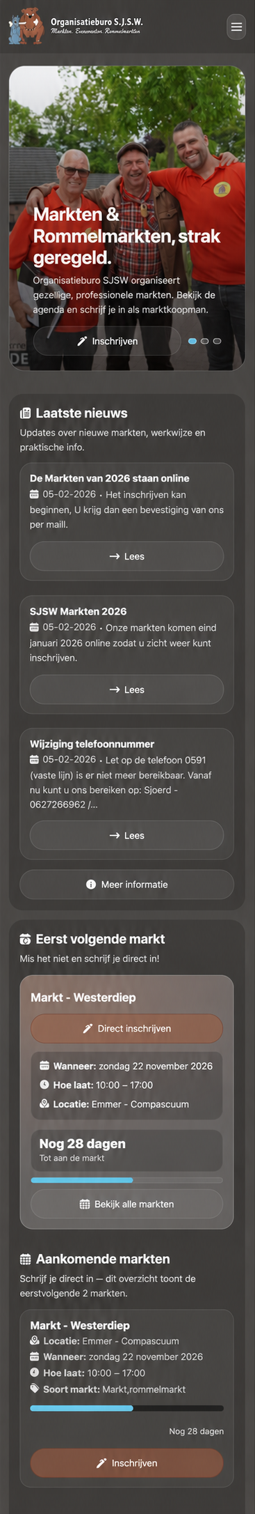 Mobiel ontwerp voor Organisatieburo SJSW