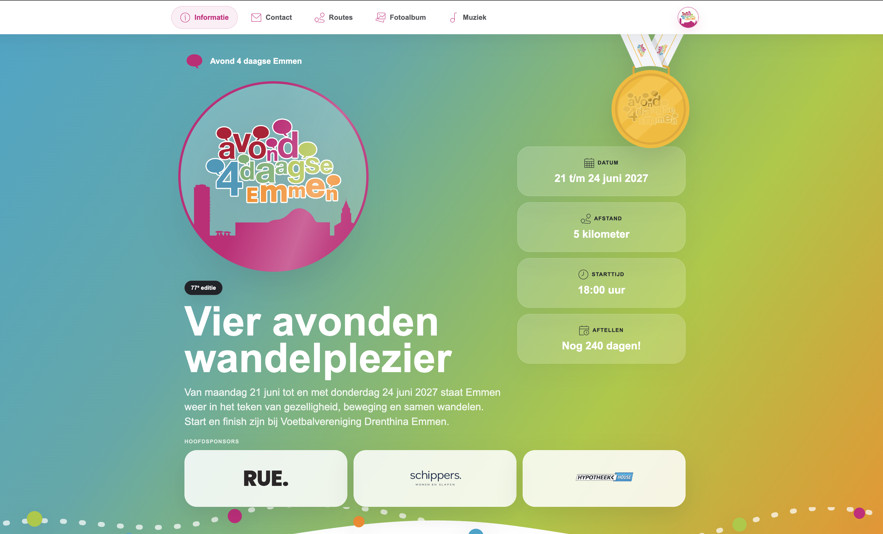 Website van Avond4daagse Emmen als voorbeeld van mijn uitgewerkte webdesign
