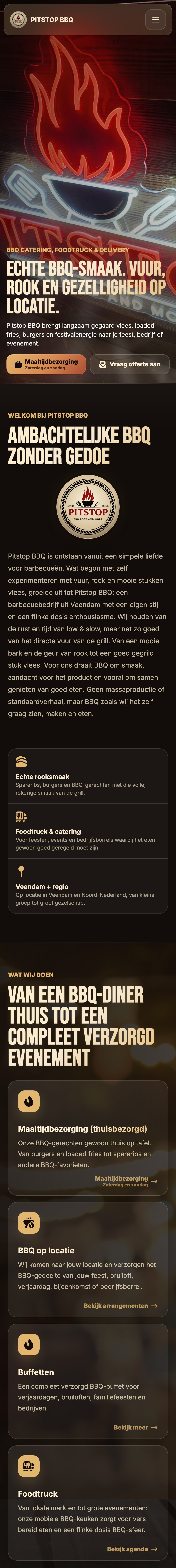 Volledige mobiele website van Pitstop BBQ
